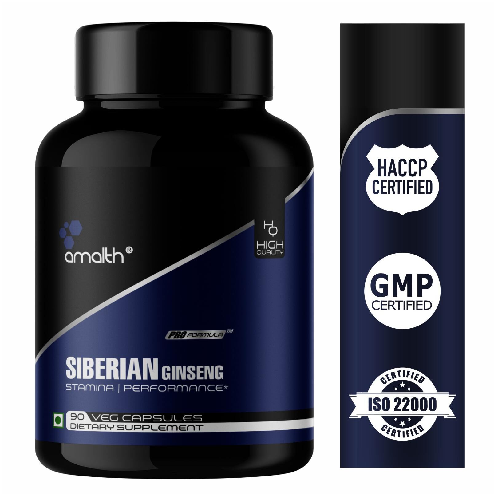 

Amalth Siberian Ginseng Powder Extract 250mg Capsules for Stamina Strength 1 Bottle -90Capsules