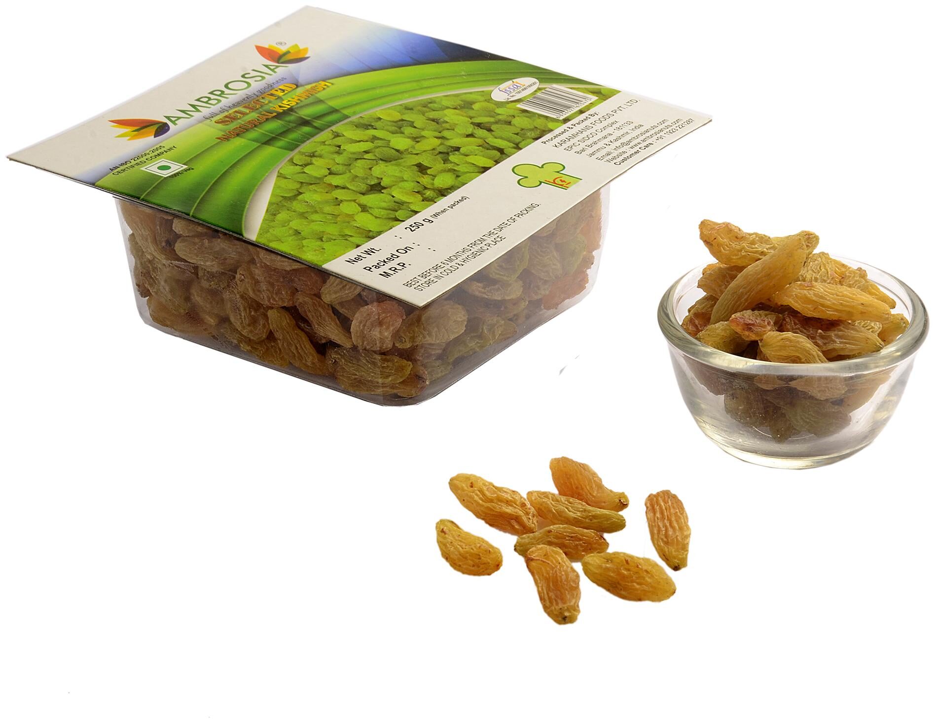 

Ambrosia Selected Raisins Tray 250 g - Long Green (Pack Of 2)