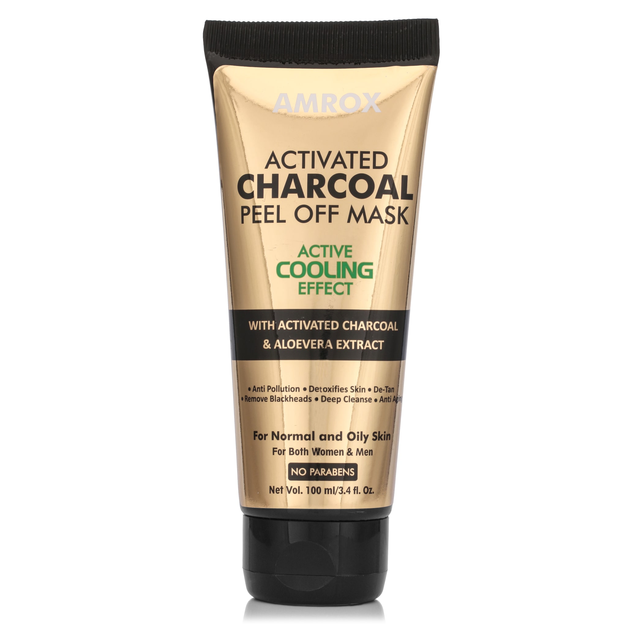 

Amrox Gold Activated Charcoal Peel Off Mask With Active Cooling Effect Activated Charcoal With Aloe Vera Extract And Vitamin C Vitamin E 100 ml (Pack Of 1)