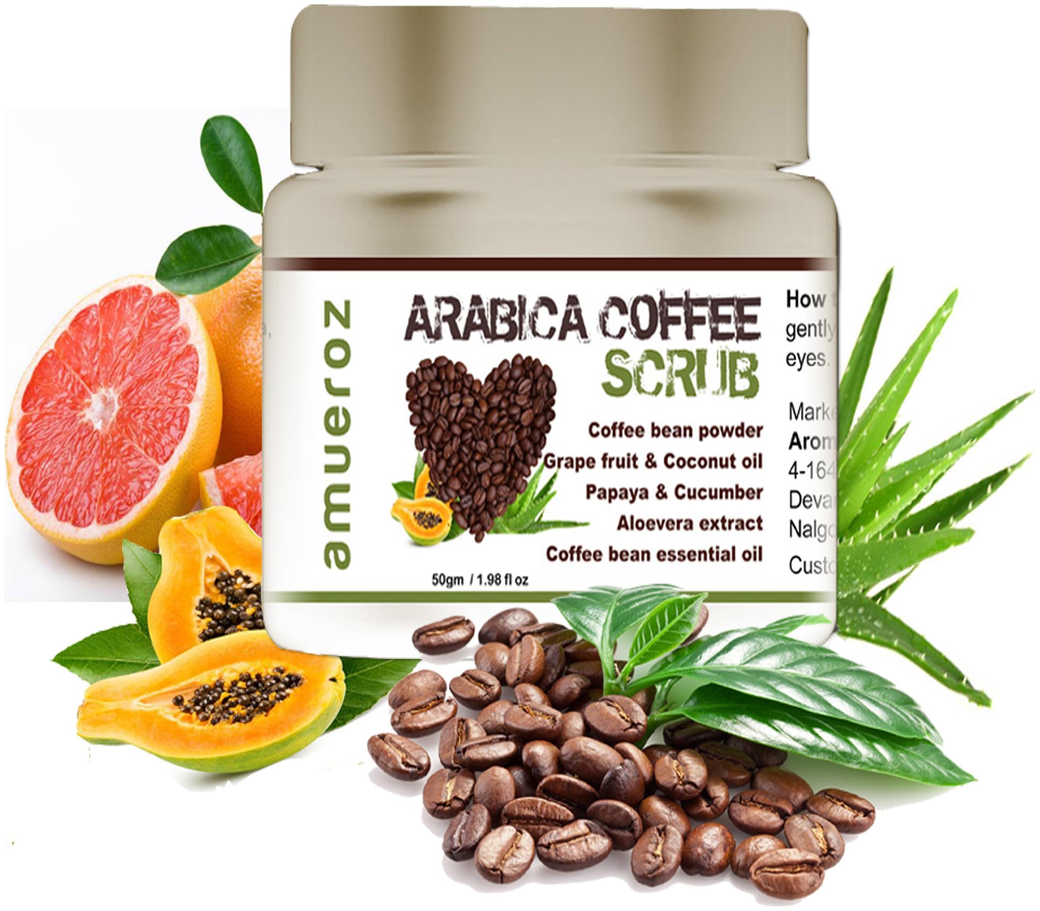 

Amueroz Arabica Coffee Scrub for Face Body (50 g)