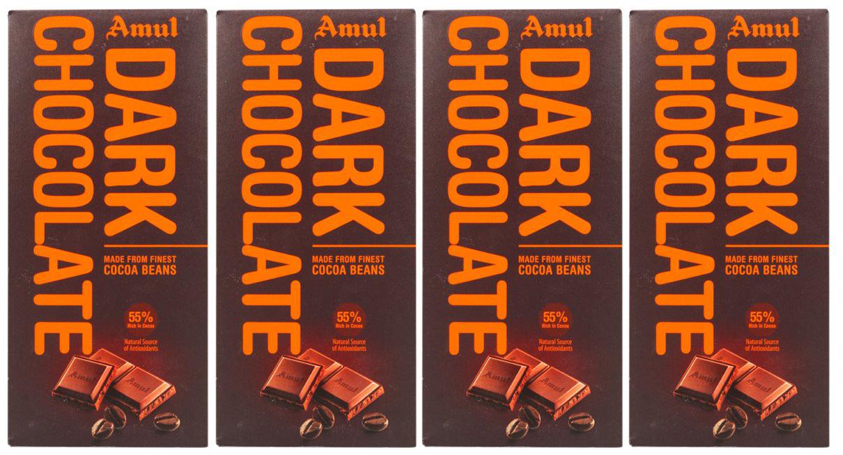 

Amul 55 Cocoa Dark Chocolate Bar 150g ( Pack of 4 )