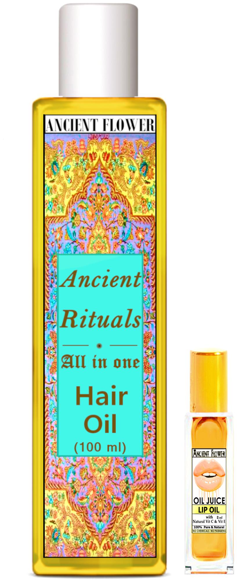 

Ancient Flower Ancient Ritual All In One Hair Oil 100 ml Oil Juice Lip oil 8 ml Combo (Pack Of 2)