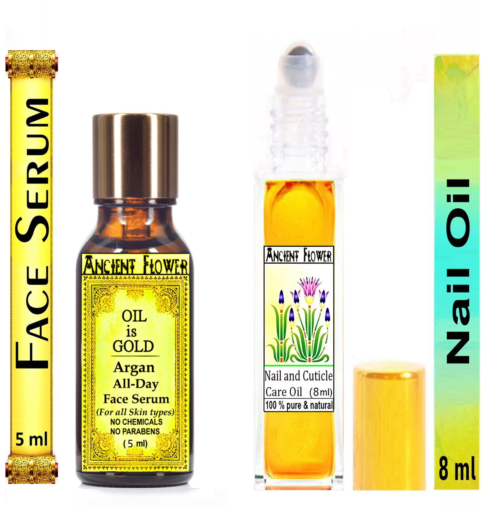 

Ancient Flower - Oil Is Gold - Argan All Day - Face Serum Nail Cuticle Care Oil (5ml 8 ml)