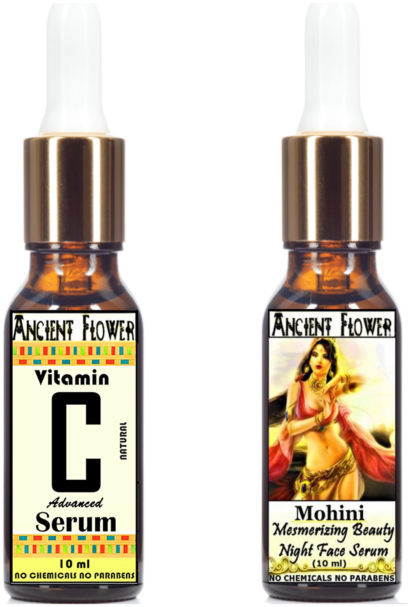 

Ancient Flower - Mohini - Mesmerizing Beauty Night Face Serum (10ml) Vitamin C Face Serum (natural) (10ml) Combo Pack Of 2