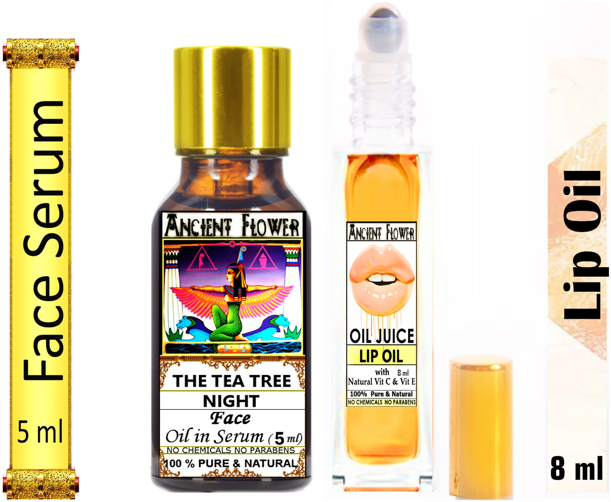 

Ancient Flower The Tea Tree Night Face serum 5 ml Oil Juice Lip Oil 8 ml (Pack Of 2)