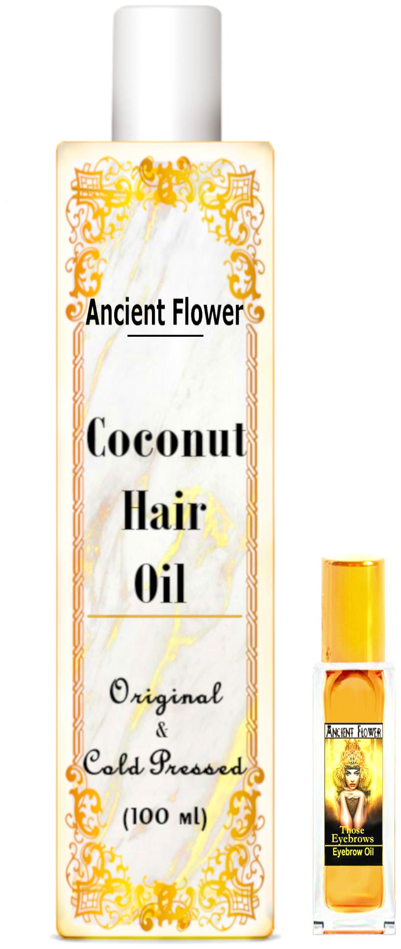 

Ancient Flower Coconut Cold Pressed Hair Oil 100 ml Those Eyebrow Hair Oil 8 ml Combo (Pack Of 2)