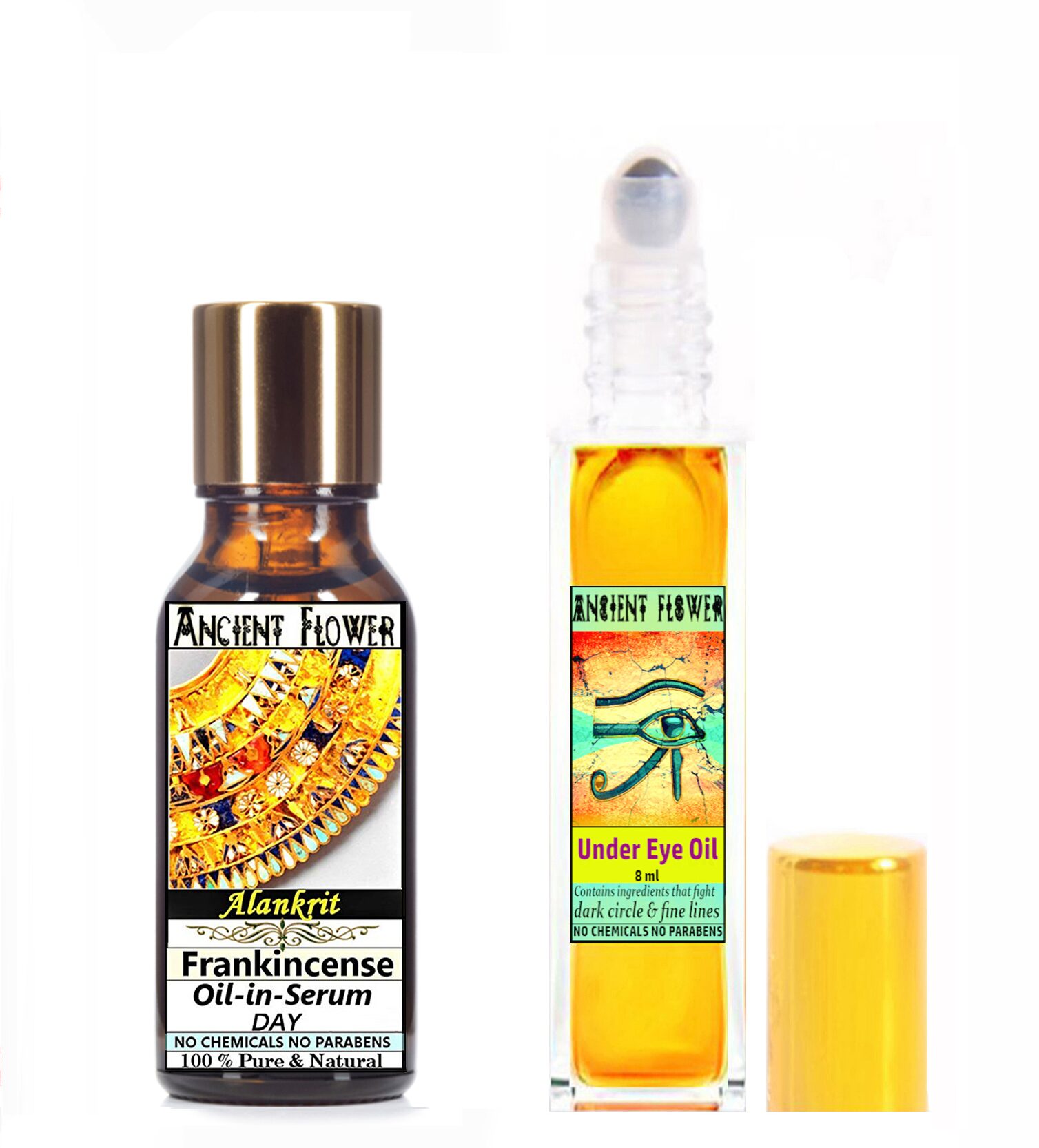 

Ancient Flower Alankrit Frankincense Oil In Serum (Day) (5 ml) Under Eye Oil (8 ml) Pack Of 2