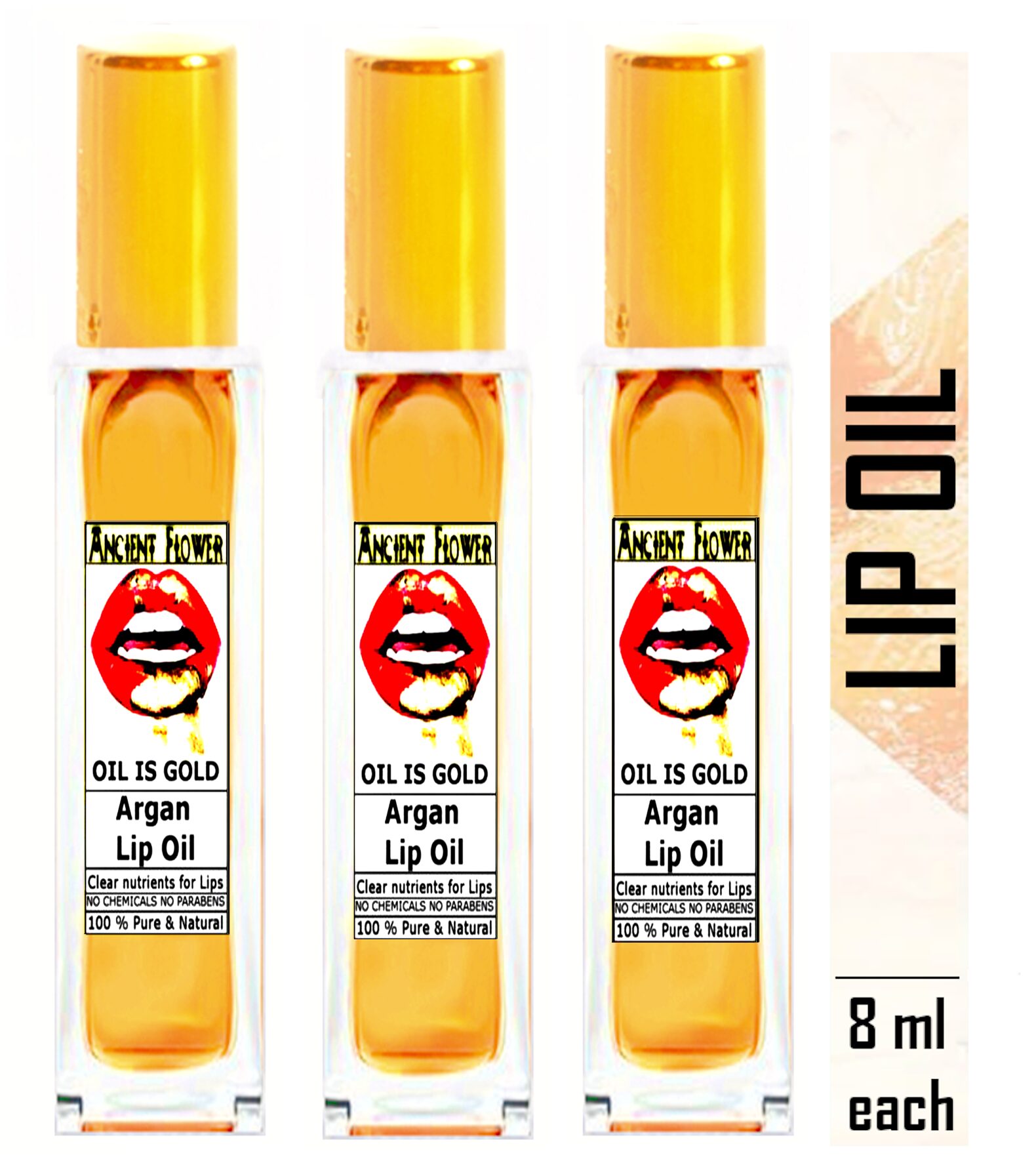

Ancient Flower Oil Is Gold Argan Lip Oil 8 ml (Pack of 3)