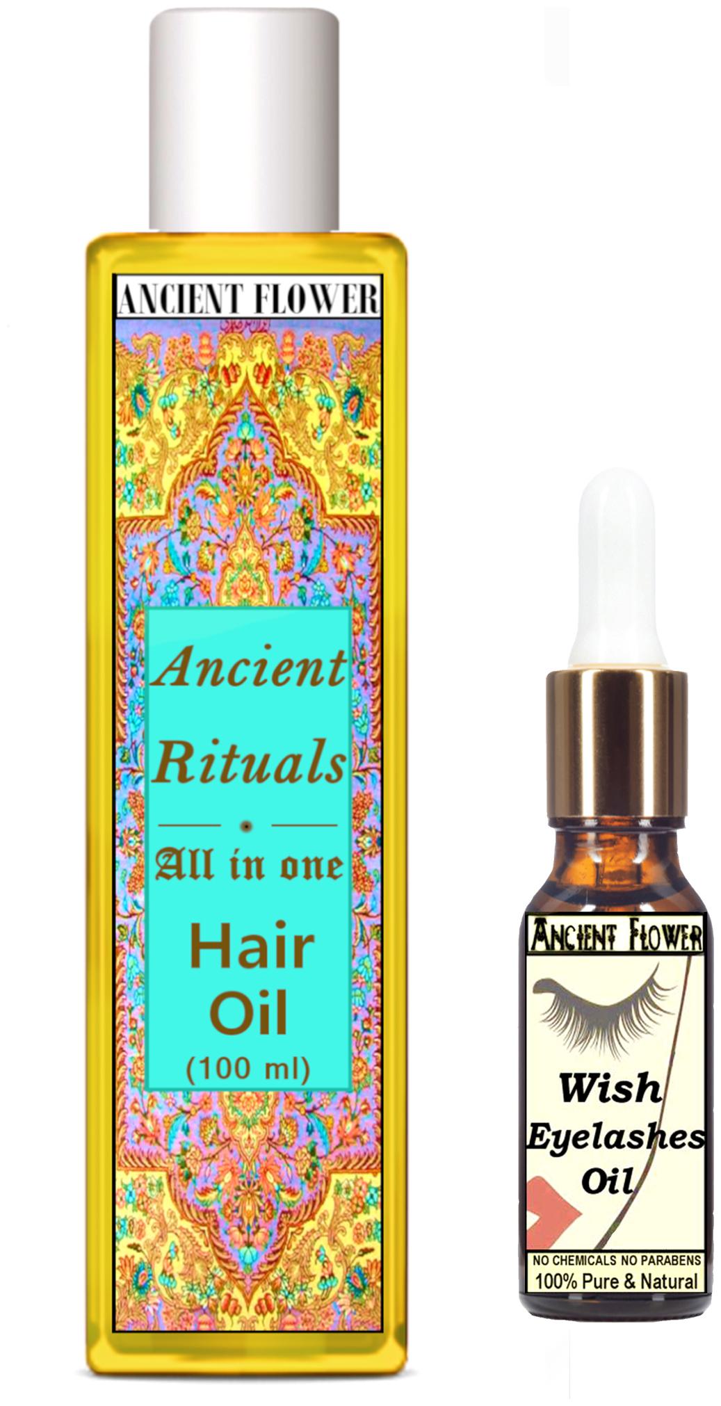 

Ancient Flower Ancient Ritual All in one Hair Oil 100 ml Wish Eyelash Hair Oil 10 ml Combo (Pack Of 2)