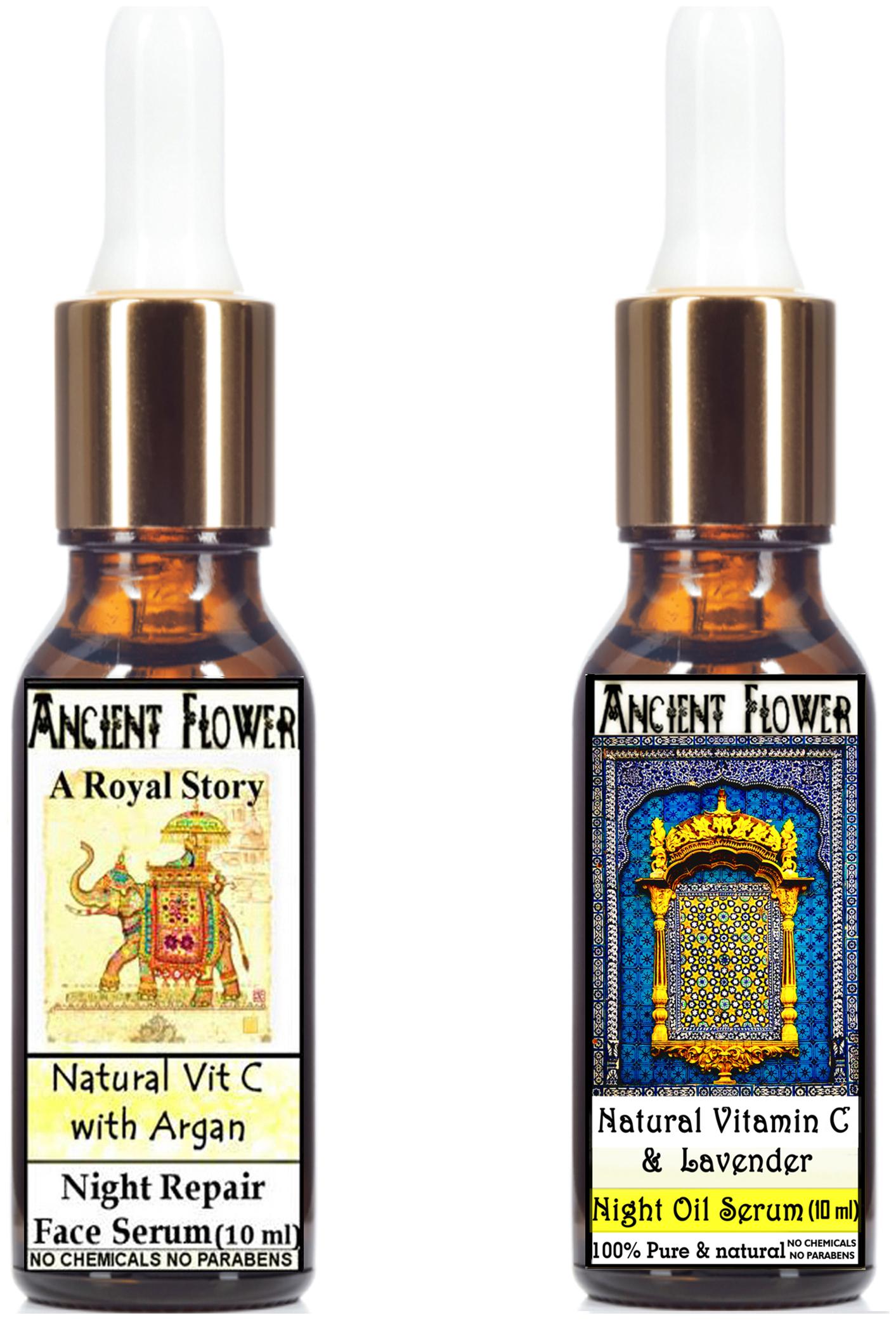 

Ancient Flower A Royal Story Night Face serum 10 ml Natural Vitamin C And Lavender Night Face serum 10 ml (Pack of 2)