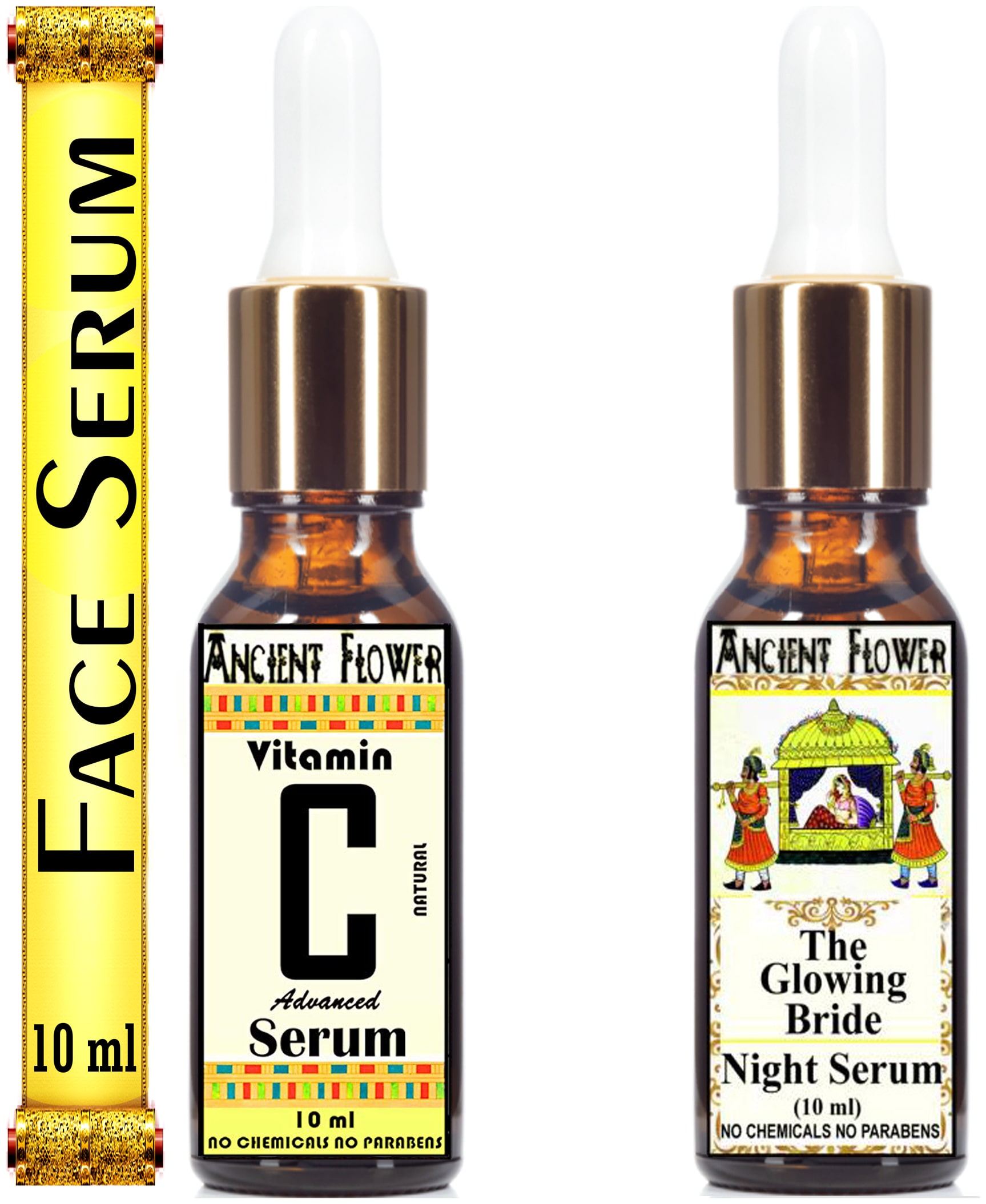 

Ancient Flower - The Glowing Bride - Night Face Serum (10ml) Vitamin C Face Serum (natural) (10ml) (Pack of 2)