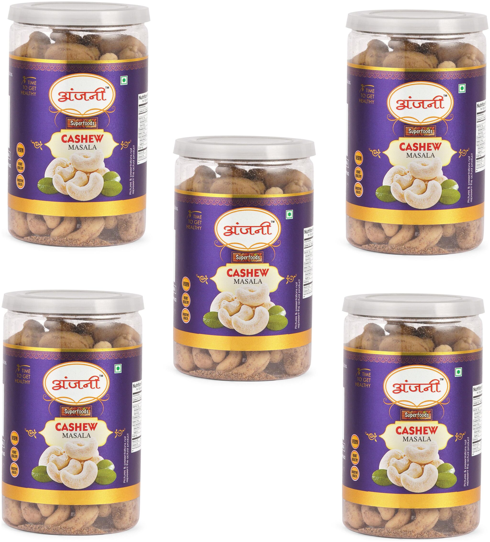 

ANJANI SUPERFOODS Masala Cashews In Jar 1 kg (Pack Of 5) (200g Each)