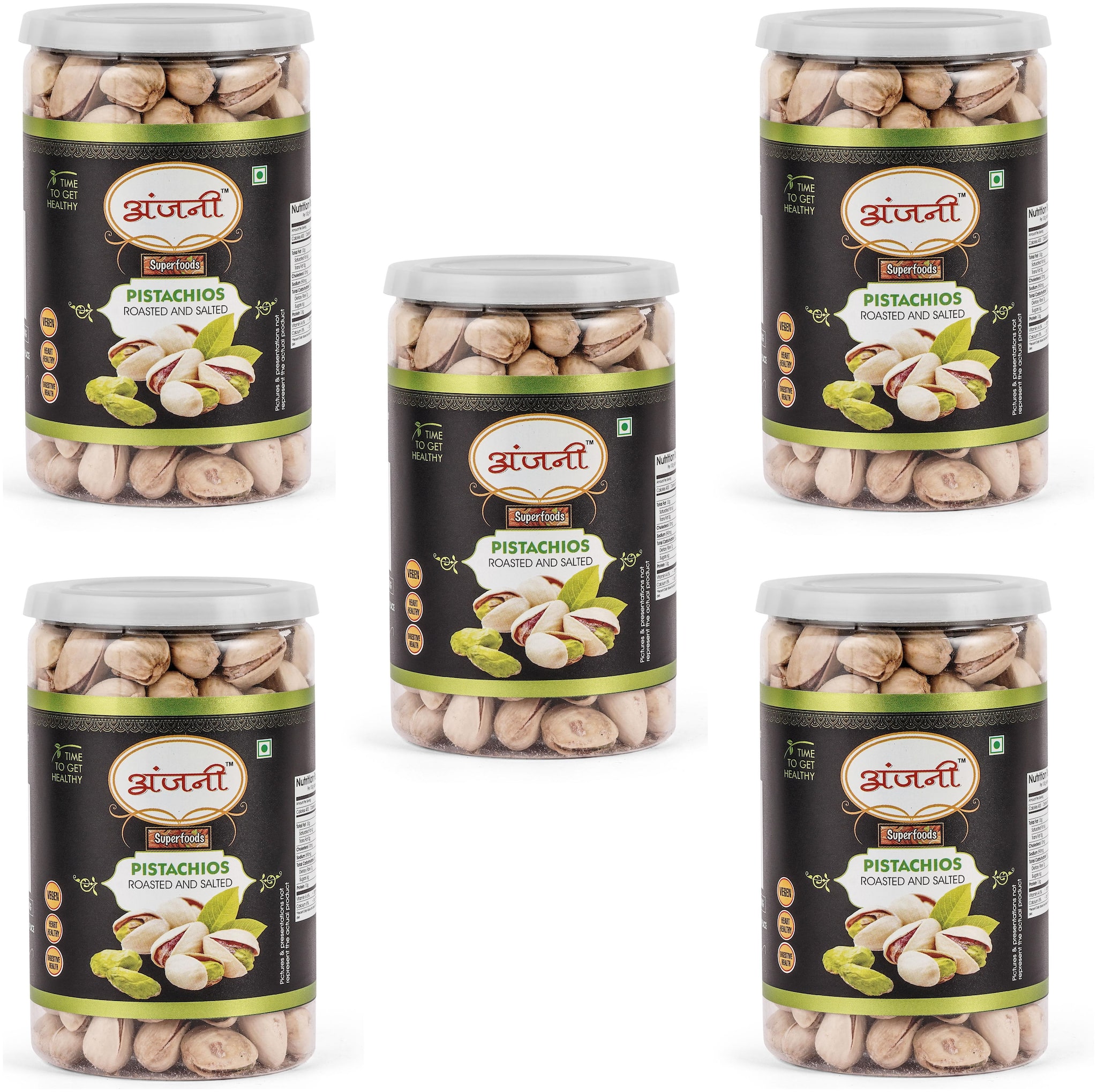 

ANJANI SUPERFOODS Roasted Salted Pistachio In Jar 200g (Pack Of 5)