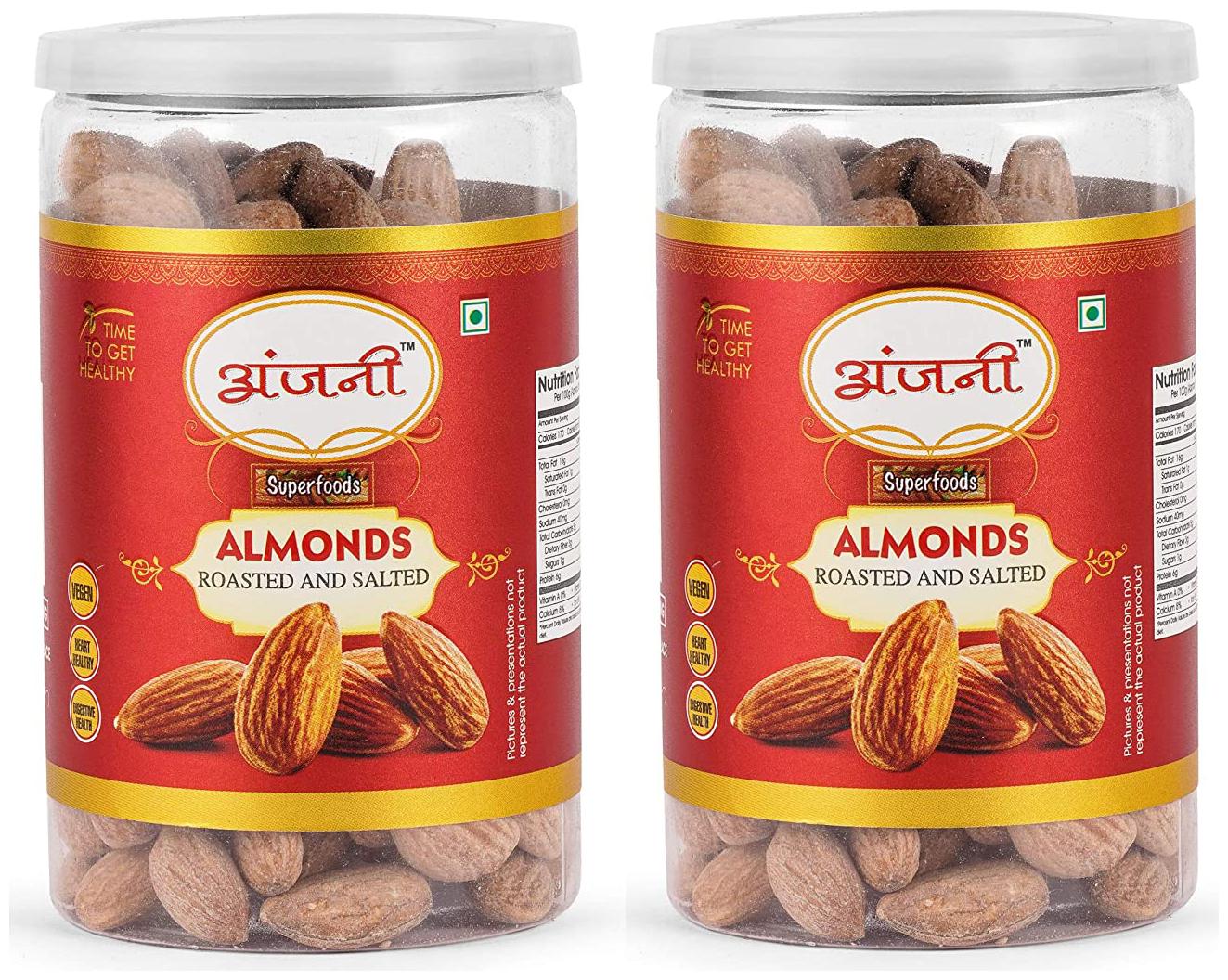 

Anjani Superfoods Roasted And Salted Premium Almonds 200g (Pack Of 2)