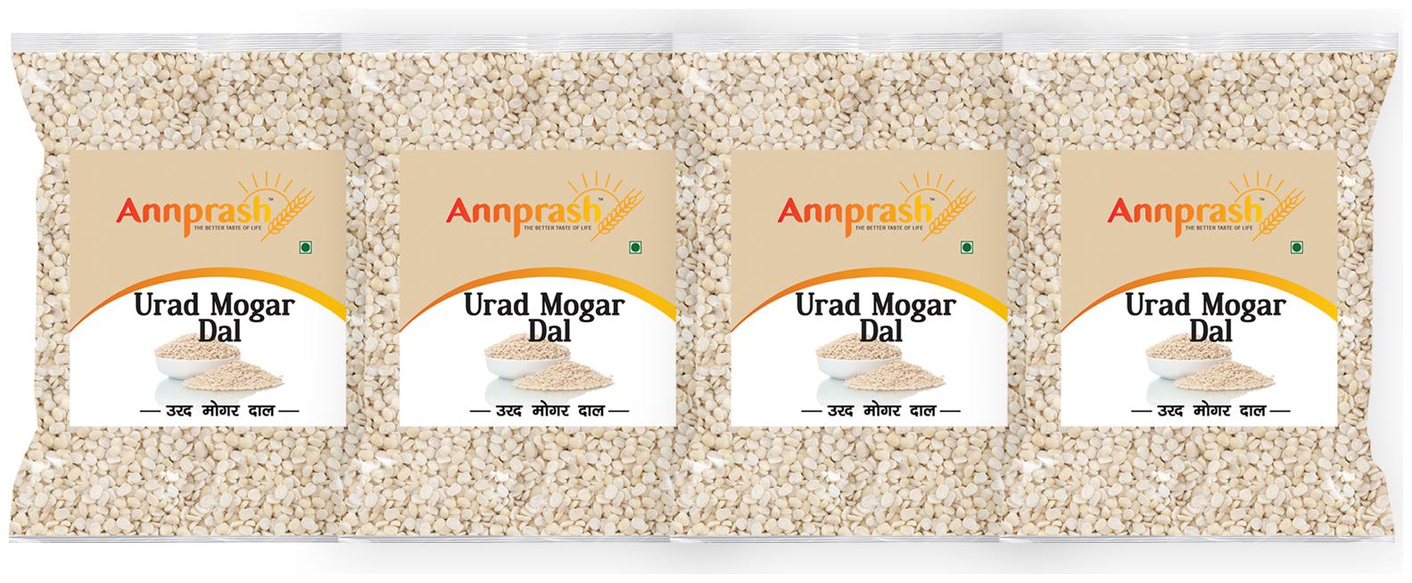 

ANNPRASH Premium Quality Urad Mogar Dal Split (White Urad Bean) 1 kg (Pack Of 4)