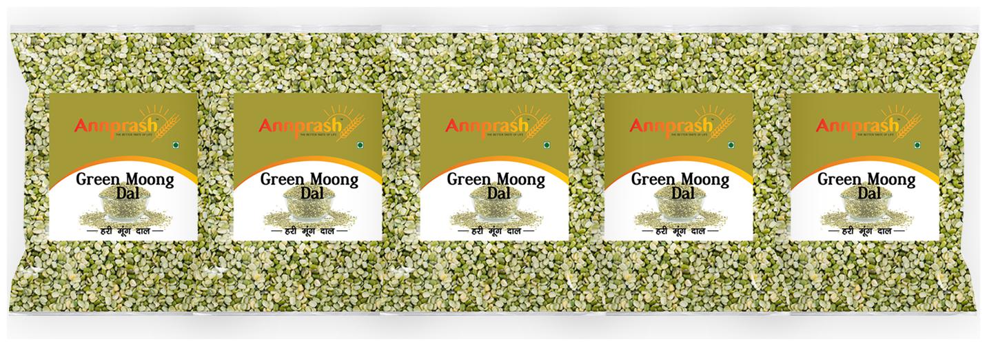 

ANNPRASH Premium Quality Moong Dal Split (Green Gram Beans Split) 1 kg (Pack Of 5)