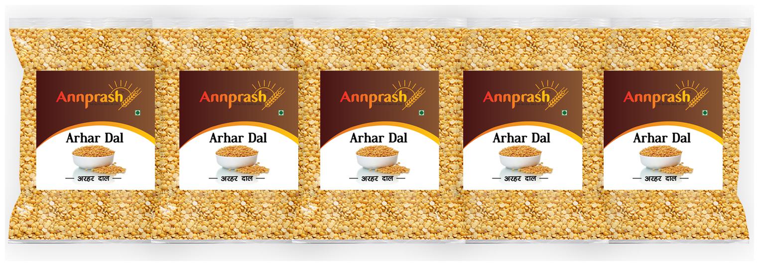 

ANNPRASH Premium Quality Arhar Toor Dal Split (Split Pigeon Peas) 1 kg (Pack Of 5)