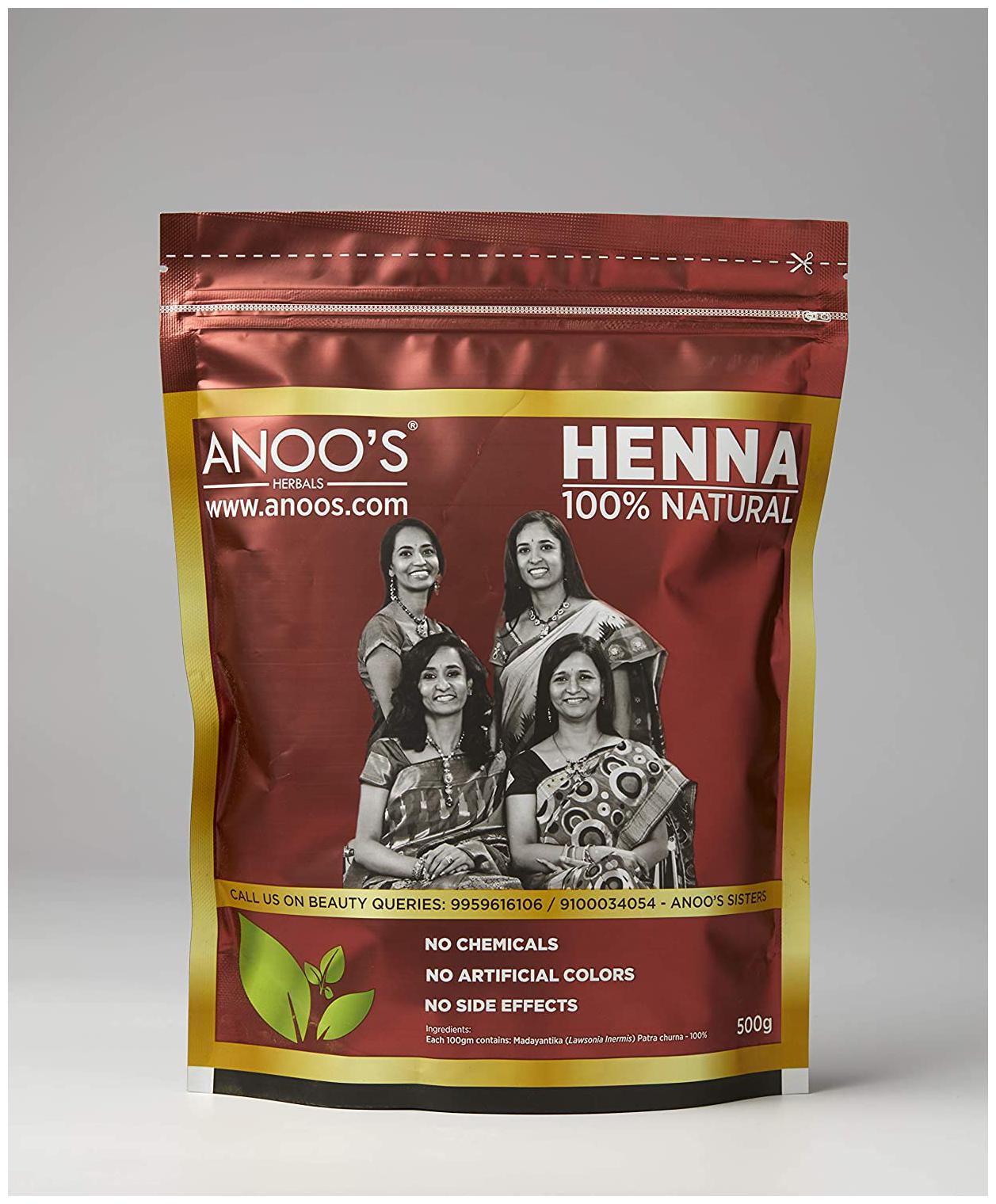 

Anoos Henna Natural 500 g (Pack of 2)