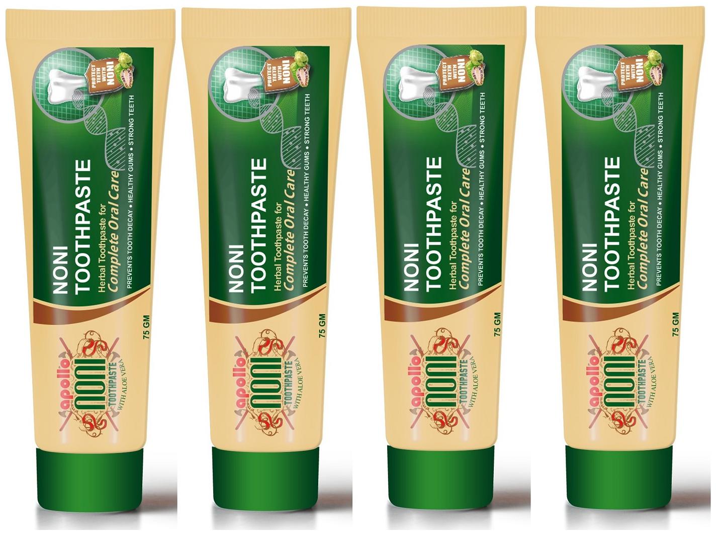 

Apollo Noni With Alovera Complete Oral Care Toothpaste 75g (Pack Of 4)