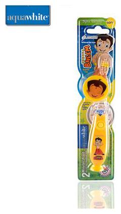 

aquawhite Chhota Bheem Kids Timer Flash Light Toothbrush with Hygiene Cap Yellow (Waterproof Inbuilt Battery) Health Personal Care