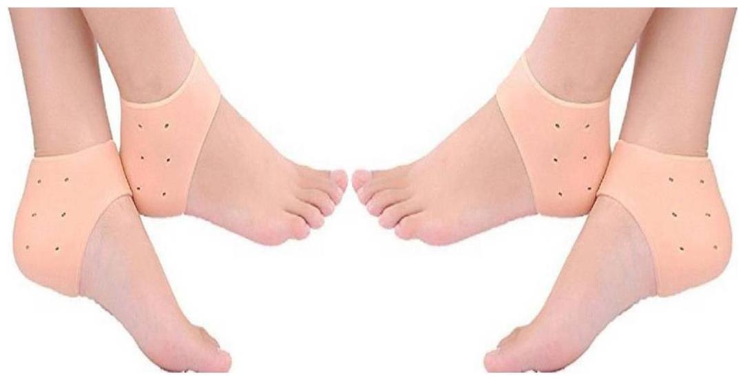 

ARADENT 2 Pair of Standard Anti Heel Crack Silicon Gel Heel Sock Cracked Heels Repair Foot Care Dead Skin Remover( Unisex Heel Protector)