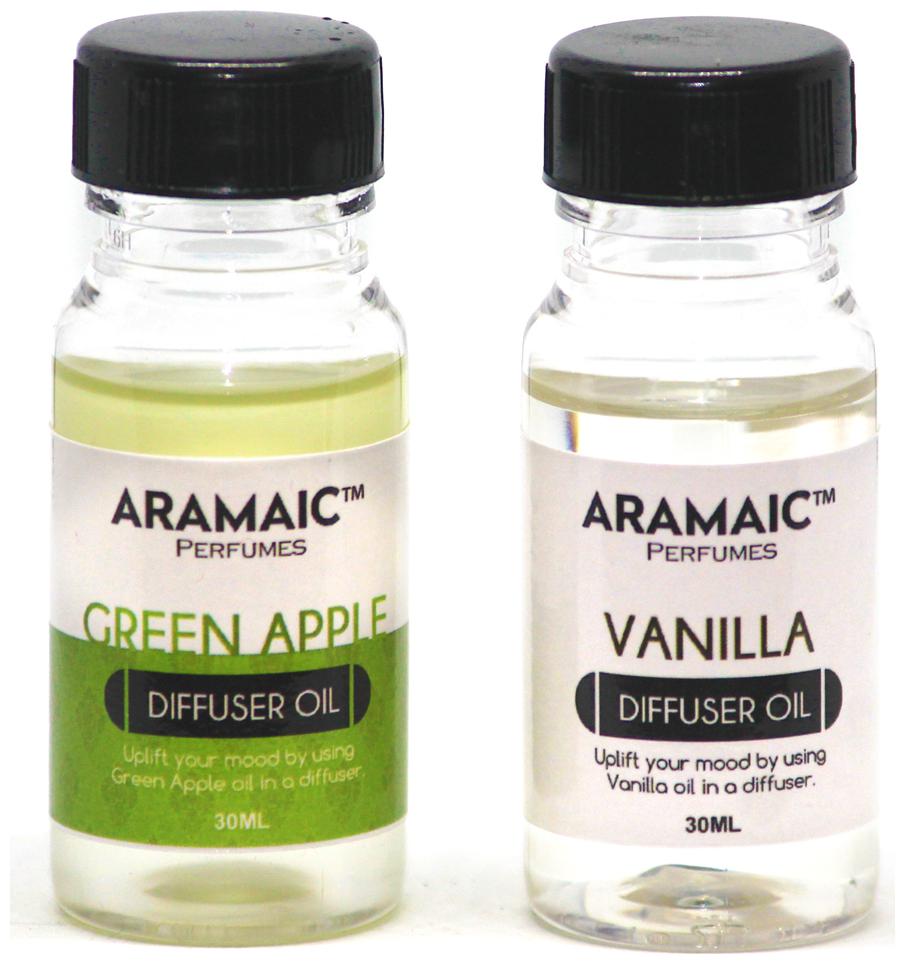 

Aramaic Combo Diffuser Oil Green Apple Vanilla Aroma Oil Refill-Pack of 2