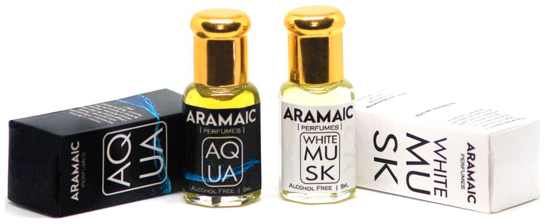 

Aramaic Combo Pack Premium Attar White Musk Aqua 5 ml Alcohol Free (Pack of 2)