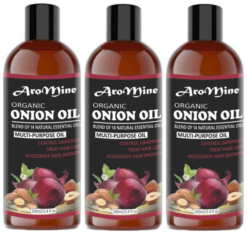

Aromine Natural Organic Onion Hair Oil for Hair Regrowth Anti Hair Fall for Healthy Scalp 100ml(Pack of 3)