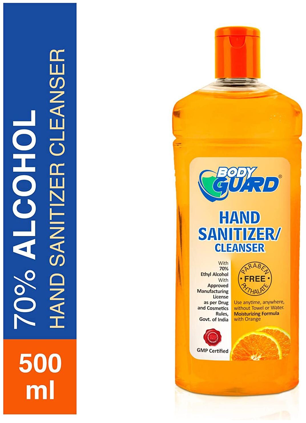 

Aryanveda Bodyguard Hand Sanitizer Orange Fragrance Pack of 1 (500 ml x 1)
