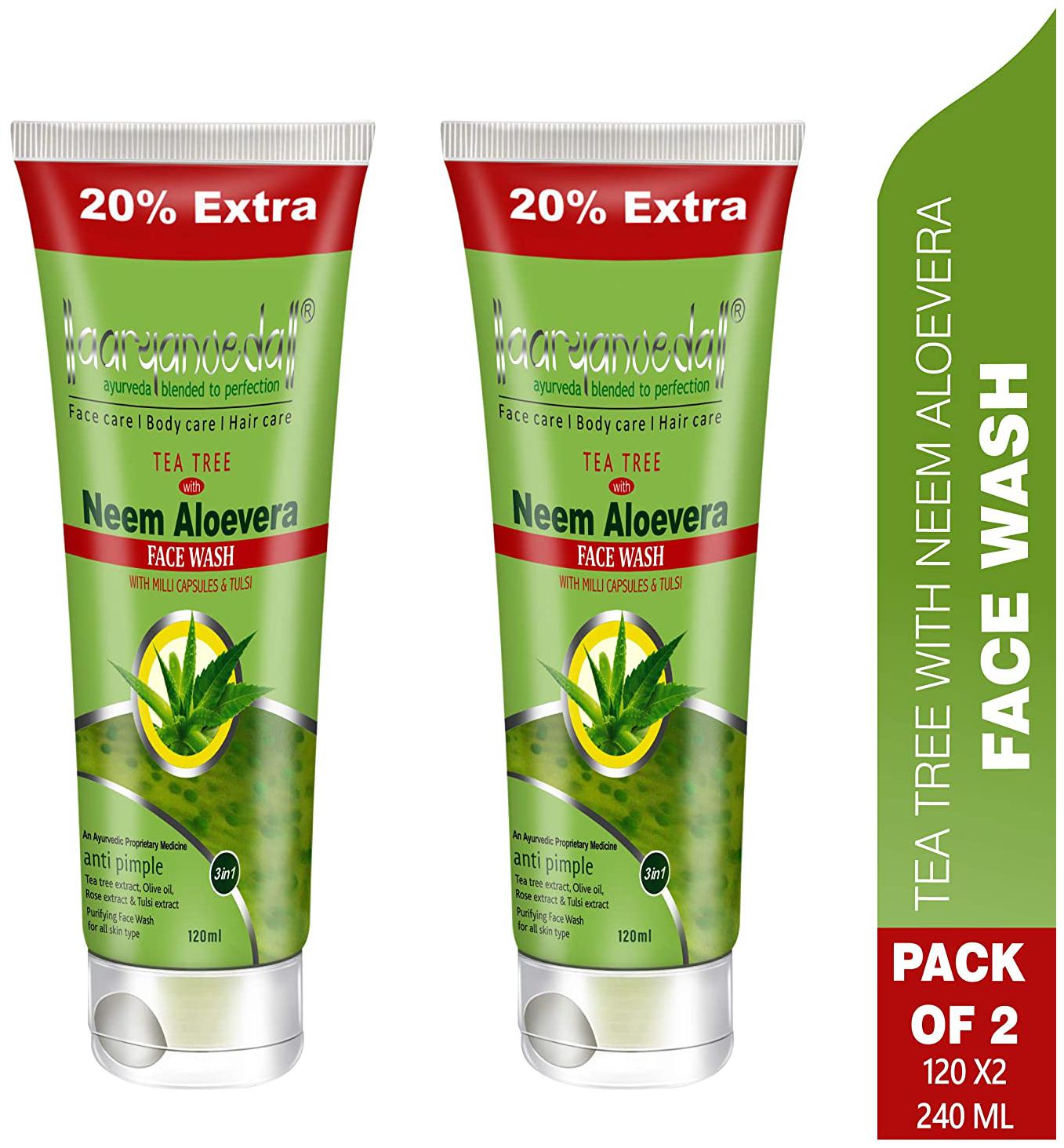 

Aryanveda Tea Tree Face Wash With Neem Aloe vera Extracts 120ml (Pack of 2)