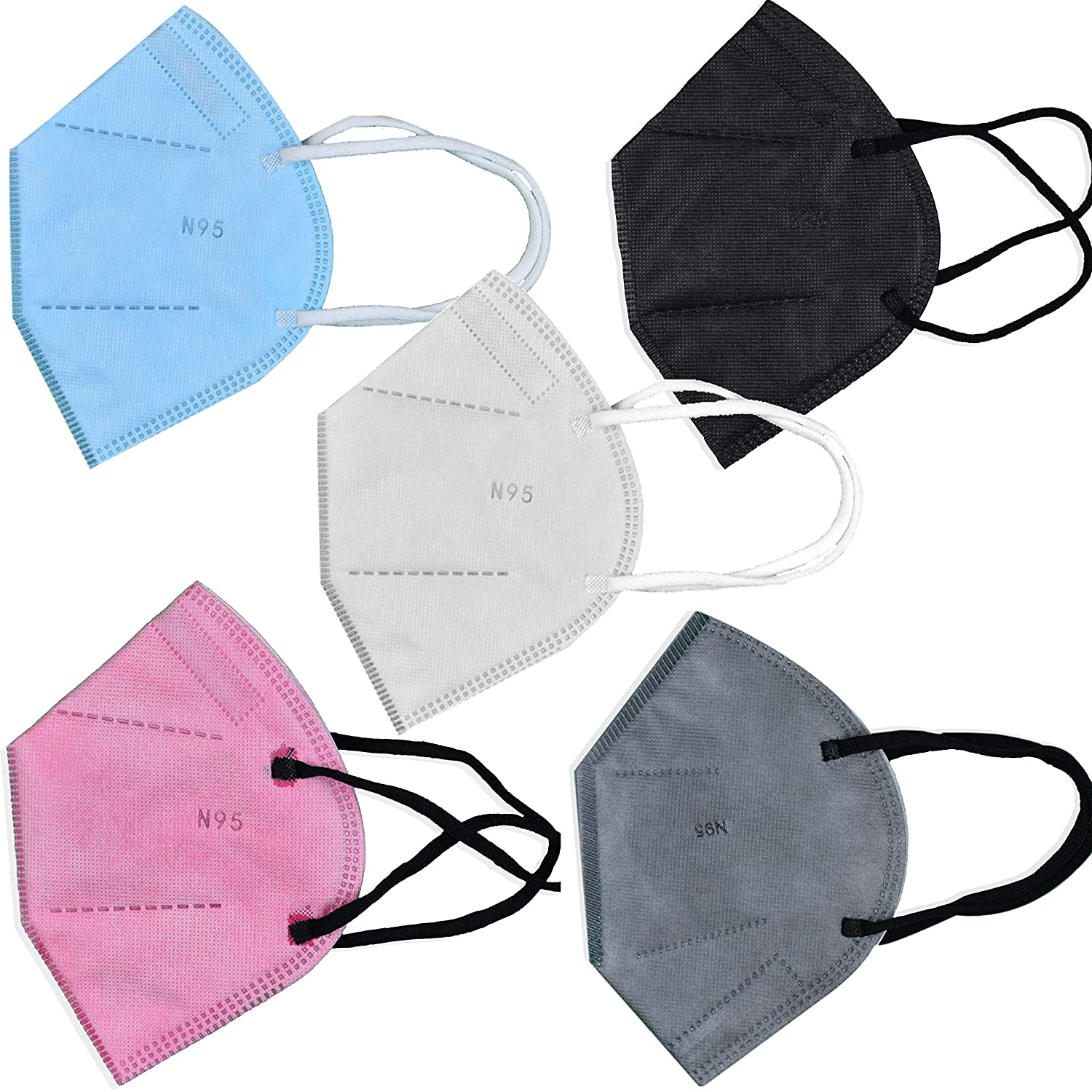 

Ayezent Breathable N95 Face Mask Washable and Respirator GV601 Water Resistant Reusable (Multicolor Pack of 5 )