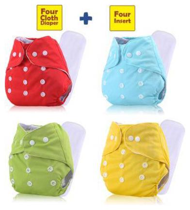 

Babique Adjustable Size Reusable Baby Pocket Cloth Diapers With Inserts Combo Pack (4 Multicolor Diaper 4 Insert)