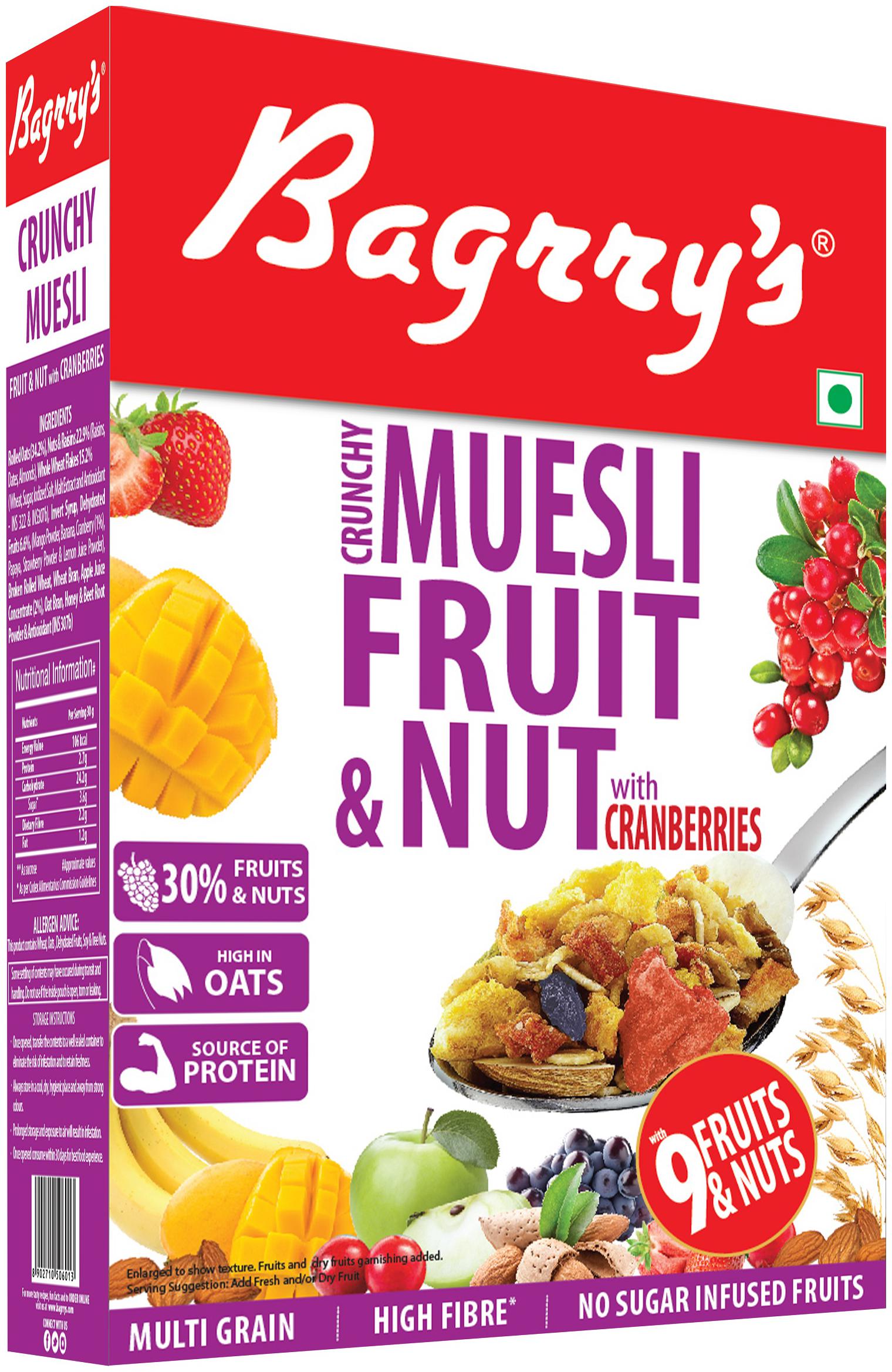 

Bagrry s Crunchy Fruit And Nut With Cranberries Muesli 400 g