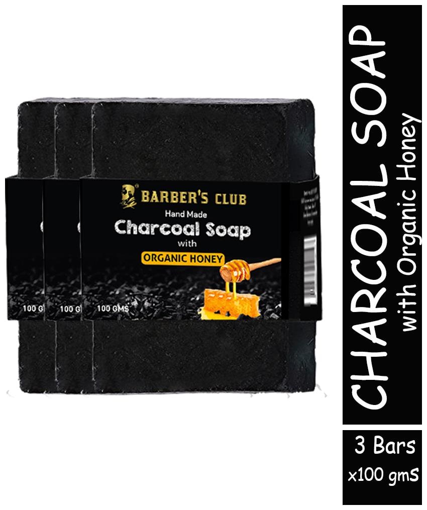 

Barber s Club Hand Made Organic Charcoal Soap 100 g each (Pack of 3) (With Honey)