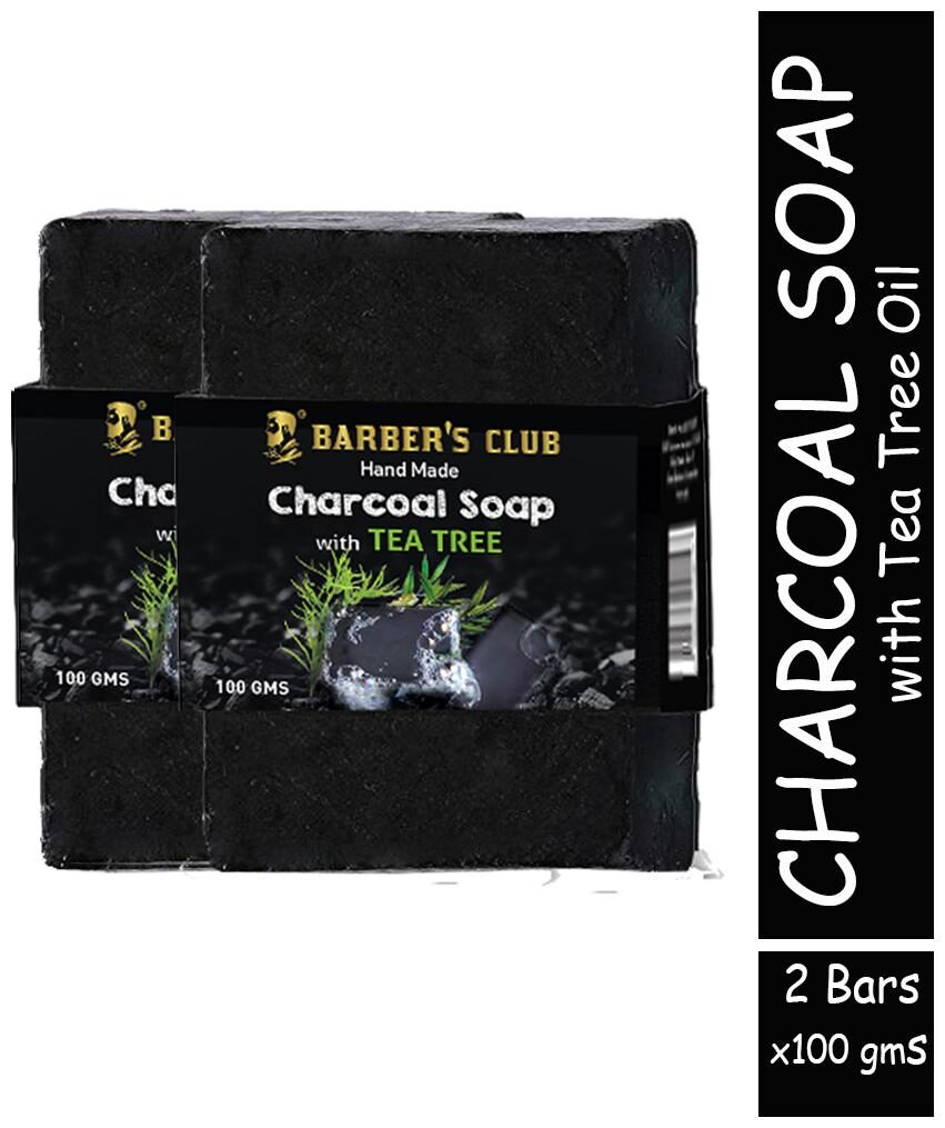 

Barber s Club Hand Made Organic Charcoal Soap 100 g each (Pack of 2) (With Tea Tree Oil)