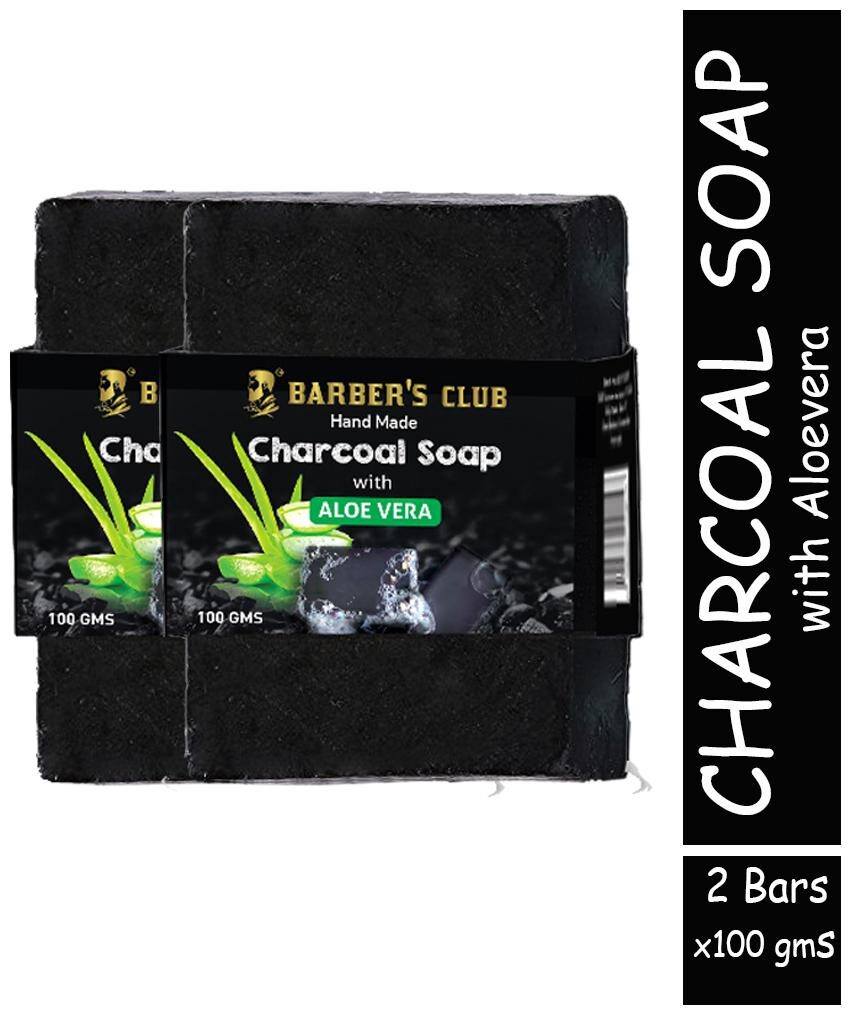 

Barber s Club Hand Made Organic Charcoal Soap 100 g each (Pack of 2) (With Aloevera)