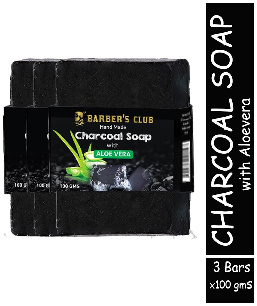 

Barber s Club Hand Made Organic Charcoal Soap 100 g each (Pack of 3) (With Aloevera)