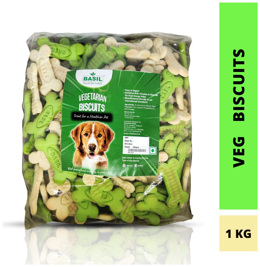 

Basil Adult Vegetarian Biscuits Bone shape Treat (1 kg)( Pack of 1)