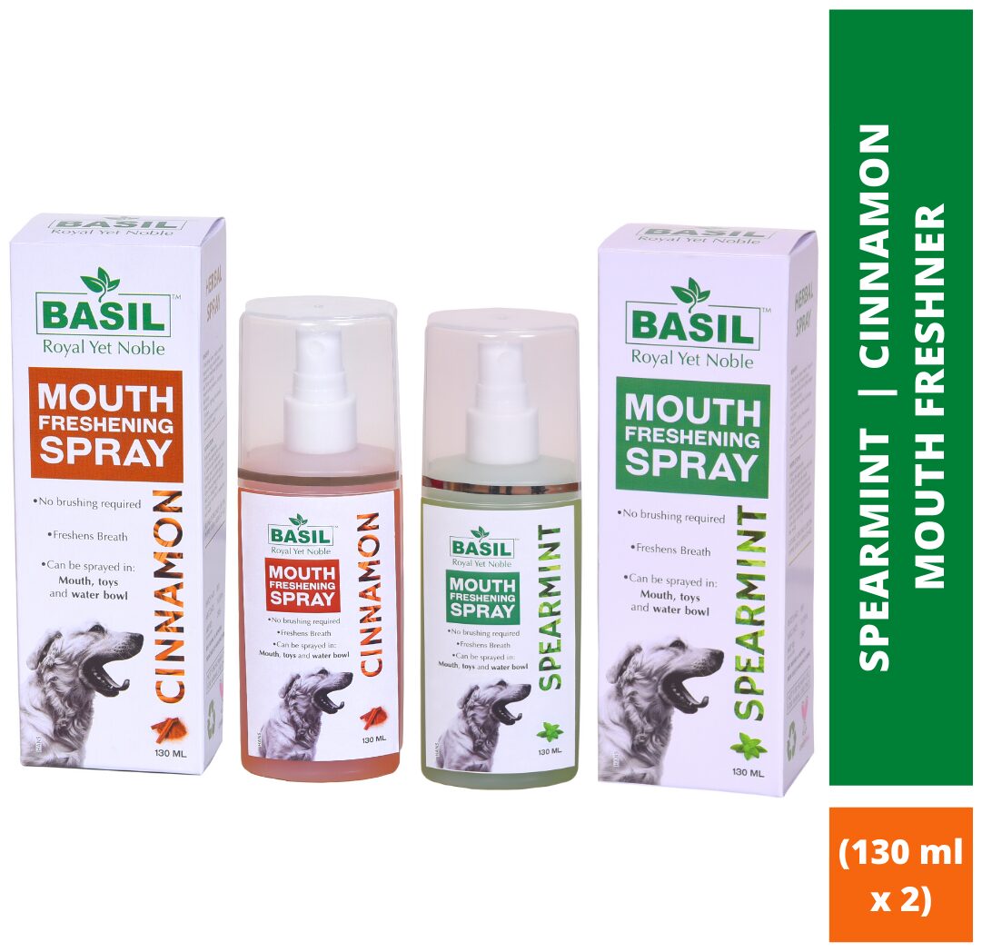 

Basil Cinnamon Spearmint Pet Mouth Freshening Spray 130 ml (Pack of 2)