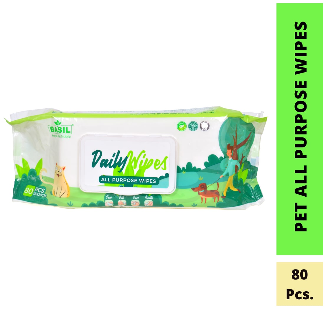 

Basil Daily All Purpose Wipes for Pet (80 Pcs)( Pack of 1)