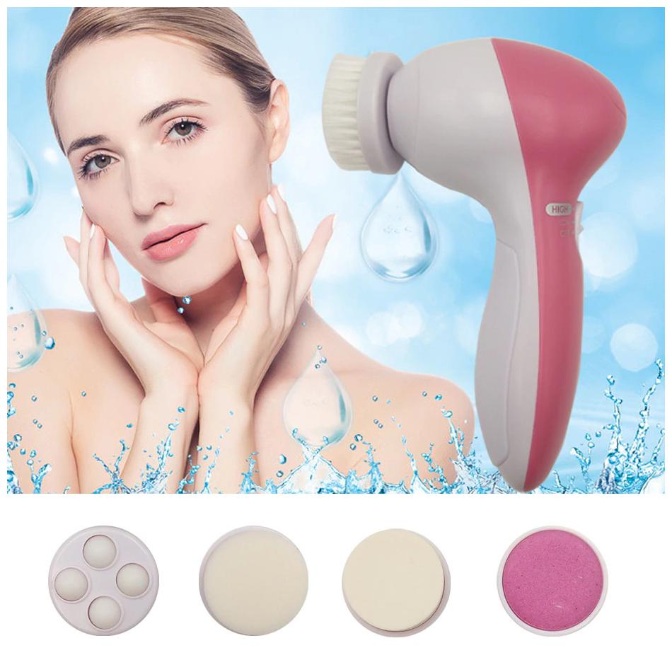 

Bazaar Gali 5 in 1 Face Facial Massage Machine Care Cleansing Cleanser Facial Massager (Pink Set of 1)