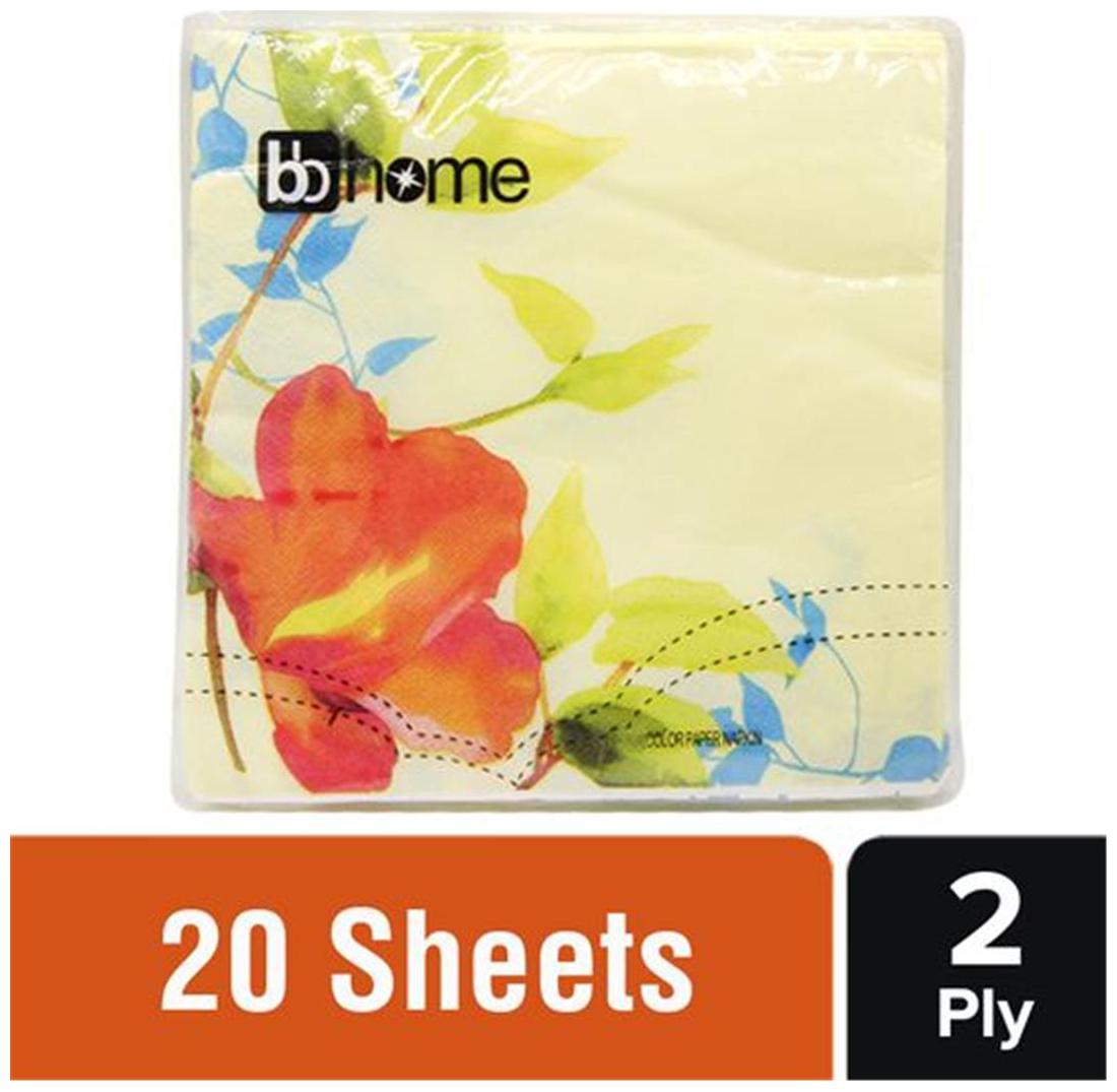 

BB Home Printed Party Napkins - Floral Yellow