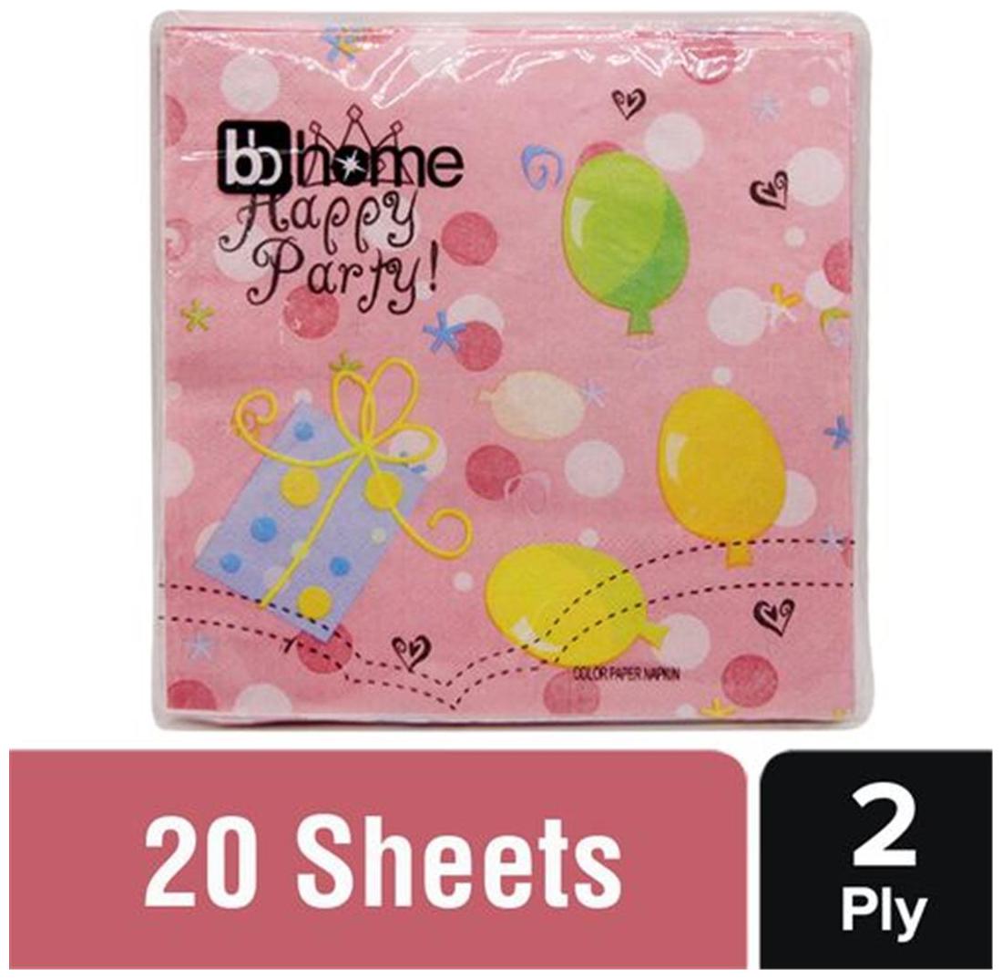 

BB Home Printed Party Napkins - Happy Printed Party Pink