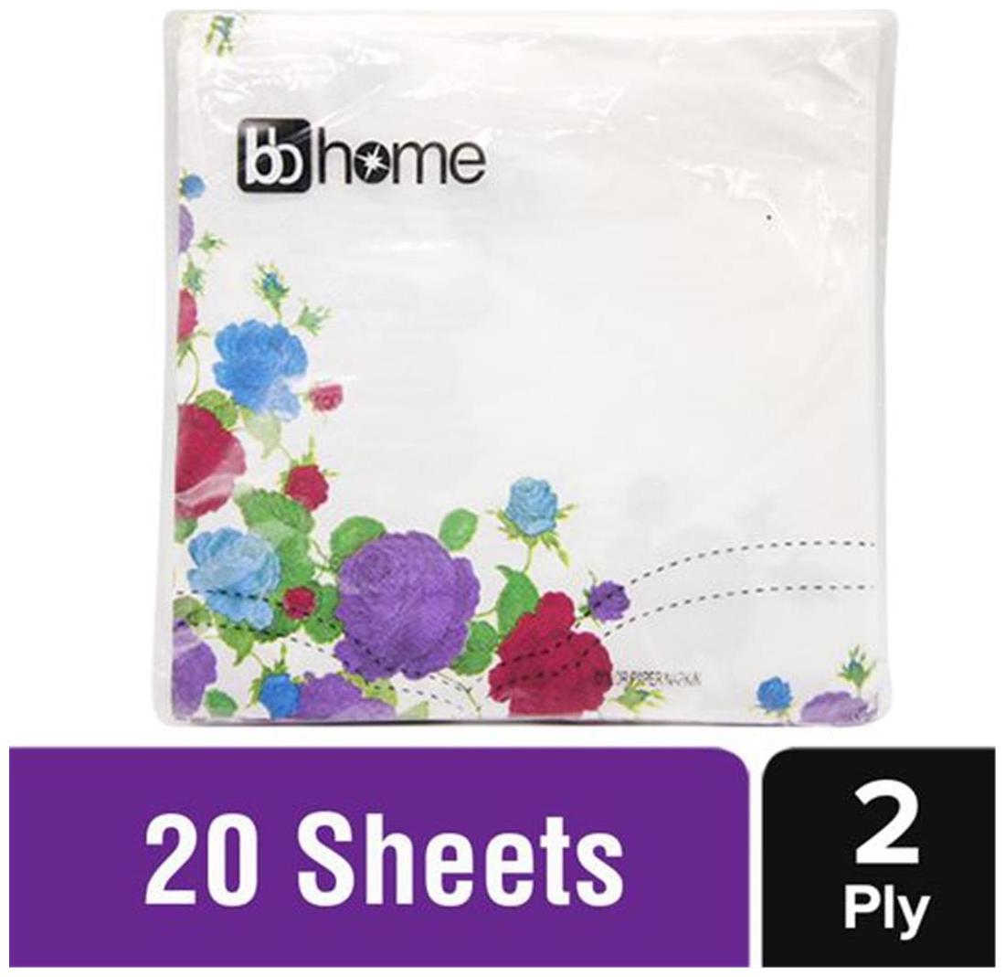 

BB Home Printed Party Napkins - Floral Border White