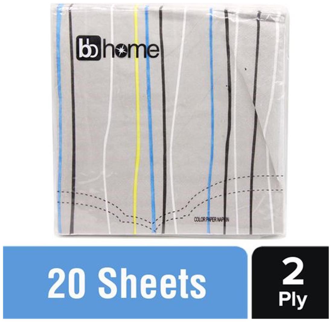 

BB Home Printed Party Napkins - Stripes Grey