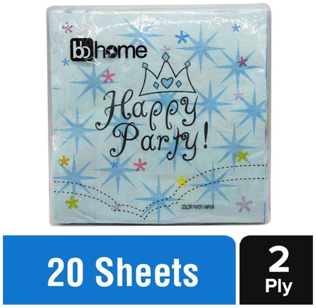 

BB Home Printed Party Napkins - Happy Printed Party Blue