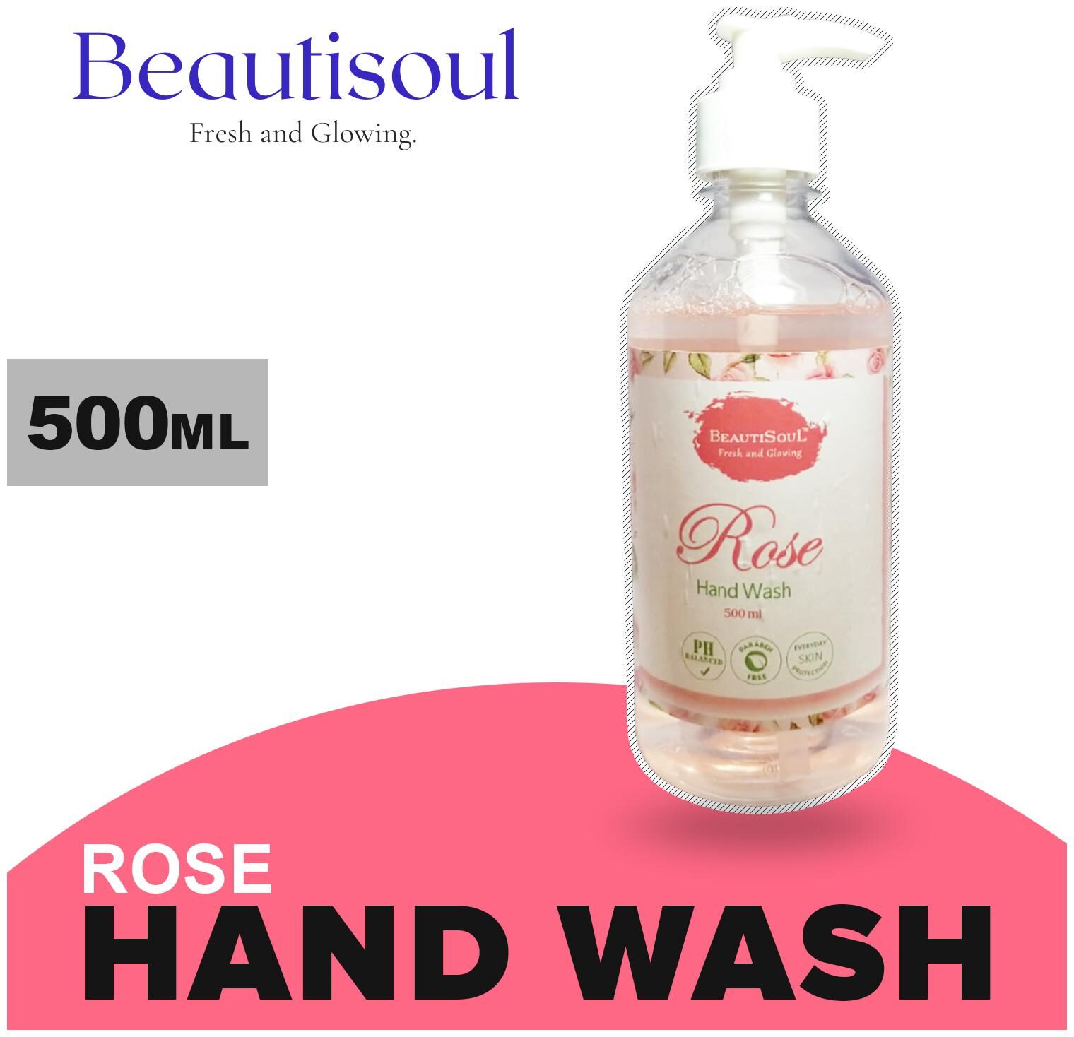 

Beautisoul (Rose) Hand Wash With Pump 500 ml (Pack Of 4)
