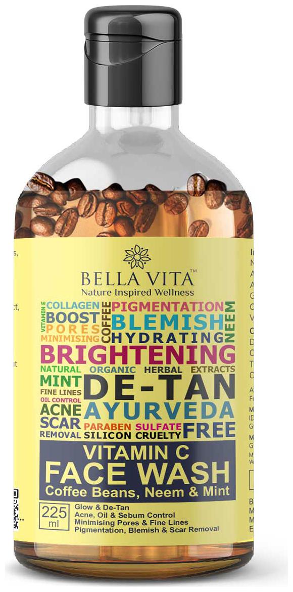 

Bella Vita Organic Vitamin C Face Wash For Oil Control Hydration Brightening Pore Cleansing Sulfate Paraben Free 225 ml