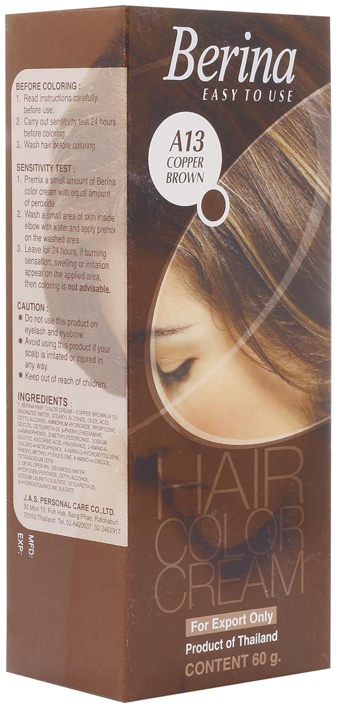 

Berina A13 Copper Brown Hair Color Cream 60 g (Pack Of 1)