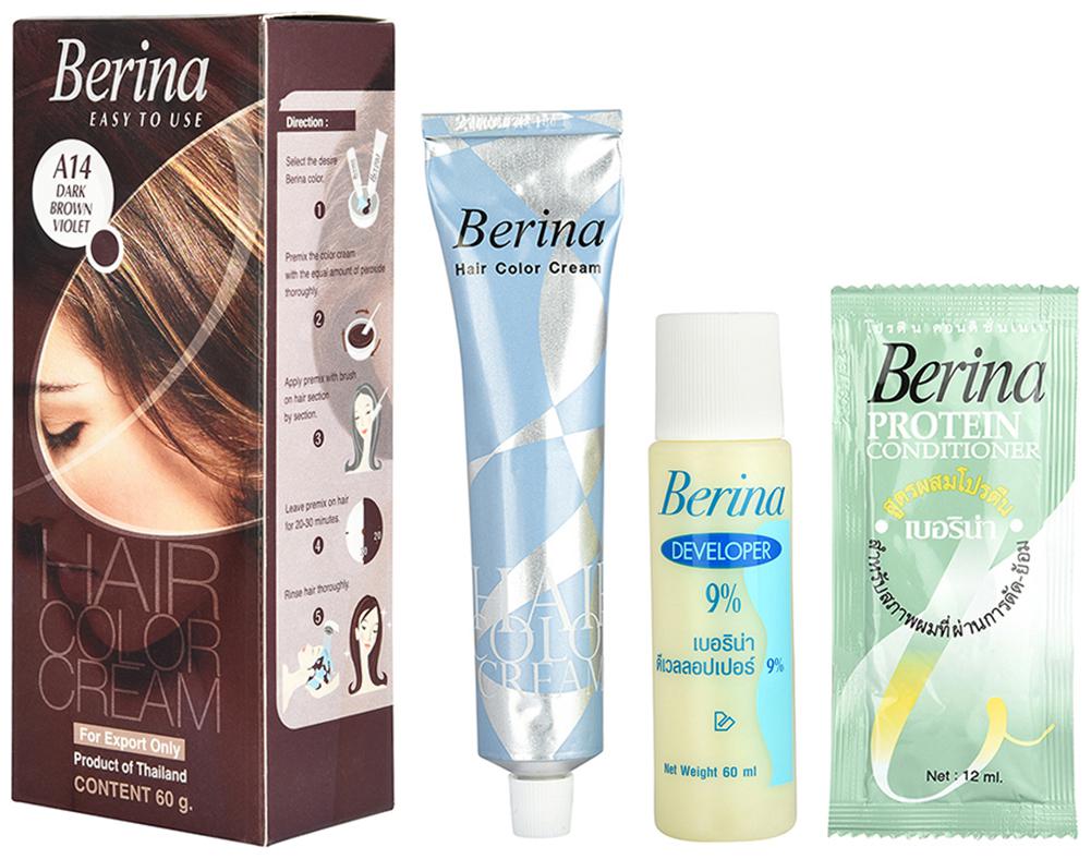 

Berina A14 Dark Brown Violet Hair Color Cream 60 g (Pack Of 1)